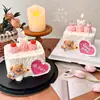 214 Decoración para Pastel del Día de San Valentín Tarjeta de Corazón Arco de Cupido Oso con Arco Vela de Cereza para Insertar