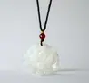 Pingente Flor de Lótus de Jade Sintético Pingente de Jade Feminino Flor de Jade Branco Pingente de Jade da Prosperidade Colar de Lótus de Jade Pingente de Jade