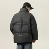 Jaqueta de Algodão Retro Americana com Gola Alta para Homens, Tendência de Inverno Marca Jaqueta Puffer Acolchoada com Bainha Ajustável, Casaco de Algodão Resistente à Água