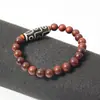 Comercio Exterior Más Vendido Pulsera de Ágata Negra y Roja con Cuentas de Sándalo Pulsera de Pareja con Cuenta Dzi de Nueve Ojos de Tíbet Venta al por Mayor