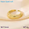Anillo Abierto de Acero Inoxidable Europeo y Americano con Textura de Rayas Irregulares Exageradas Anillo de Oro de 18k con Sentido Avanzado Joyería de Acero de Titanio