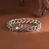 Rey Ciervo Dorado Plata S925 Cadena Cubana Vintage Pulsera Ancha Estilo Europeo y Americano Transfronterizo Pulsera de Cadena de Plata Personalizada