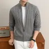 Nuevo Cárdigan de Punto Grueso con Cremallera para Hombre Otoño/Invierno 2026 Chaqueta Juvenil de Cuello Alto Moda Suéter de Punto Trenzado
