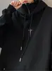 Moletom Popular com Capuz Falso de Duas Peças para Homens 2025 Nova Primavera e Outono Marca Tendência High Street Americana Jaqueta com Zíper Parcial e Gola