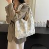 Bolso de mano con diseño de mariposa de encaje, bolso de lona artístico coreano de moda, bolso informal de gran capacidad para estudiantes, 2024