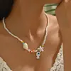 Colar de Peixes e Estrelas do Mar Estilo Férias Transfronteiriço Europeu e Americano Divertido Colar de Cerâmica em Formato de Concha com Peixinhos Pintados