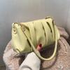 Bolsa Branca Plissada para Axila 2025m com Alça de Ombro Trançada, Bolsa Feminina Versátil de Luxo Estilo Francês, Bolsa Therow