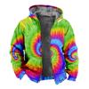 2024 Transfronterizo Impresión 3D Tie-dye con forro polar Engrosado Doble Forro Terciopelo Grueso Chaqueta Acolchada de Algodón Cremallera Bolsillo Excavado Cálida Chaqueta Acolchada de Algodón