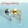 Joia para Piercing em Liga de Titânio F136 Stud de Lábio com Zircônia Haste de 6-10mm Stud de Cartilagem Auricular Stud de Osso da Orelha em Estoque Vendido Individualmente