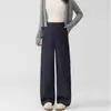 Calça de Maternidade 2026 Nova Moda Primavera e Outono para Roupa Externa, Não Apertando na Barriga, Jeans Sintético Calça Longa de Maternidade Wide-Leg