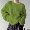 Suéter de lã tricô redondo com fio floral grosso de alta resistência em estilo coreano casual, top simples novo para outono e inverno para mulheres