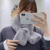 Promoção Lenço de Pelúcia Estilo Coreano Falso Pelo de Coelho para Mulheres, Lenço de Pelúcia Falso Pelo de Coelho Espesso Quente para Outono e Inverno