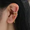 Nuevos Pendientes Individuales de Estilo Fresco, Cadena de Círculo Simple, Circonita, Clip para Oreja, Diseño de Nicho, Lujo Ligero, Sensación de Gama Alta