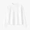 Camiseta Casual Lisa Colorida Simples Estilo Coreano Y2K Diária para Uso Externo Estilo Habilidoso Simples para Ir ao Trabalho Mangas Longas Gola Redonda