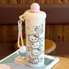 Caneca isolada fofa de gato da sorte com bola flutuante para meninas, caneca de palito nova de alta qualidade e grande capacidade, copo de água conveniente para estudantes