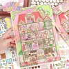 Yilan 107.0 Rejillas Grandes Especiales Pegatinas para Paisajismo de Tierra Aceitosa Escena de Dibujos Animados Cuaderno de Bocetos Pegatinas Miniatura DIY