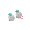 Pendientes de Acero Inoxidable con Textura de Piedra Preciosa Transfronterizos Pendientes Retro de Perlas Pendientes Europeos y Americanos DIY Joyería de Temperamento Venta al por Mayor
