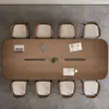 Mesa de Conferencias Moderna Minimalista de Madera Maciza, Escritorio Largo con Tomas de Corriente, Área de Recepción, Juego Grande de Mesa y Sillas para Reuniones