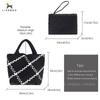 Bolso Tote Tejido a Mano Transfronterizo Tela de Nailon para Buceo Textura de Alta Gama Color en Contraste Cesta de Verduras Cubo Bolso de Mano