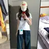 Entrega única camiseta branca de verão feminina algodão pesado 220g manga curta básica moda ombro empilhado top