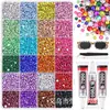 El más vendido de Amazon 40/60/24 rejillas color AB fondo plano resina color caramelo pedrería para decoración de uñas DIY set de decoración de uñas