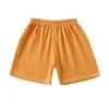 Shorts de algodão e linho de verão para meninos e meninas, calça esportiva solta de musseline de algodão dupla camada para bebê, cor sólida, nova calça infantil 2023