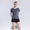 Camiseta Sencilla de Algodón Tipo Seda de Color Sólido, Manga Corta, Verano, Textura de Seda de Hielo, Hombro Normal, Corte Regular, Estilo Holgado, para Mujer