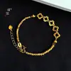 Pulsera de Flor de Cuatro Hojas Calada Hielo Triturado Oro Brillante 24K Estilo Igual de la Tienda de Oro Puzuo para Mujer, Lujo Accesible Brillante y Joyería de Alta Gama