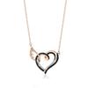 Collar Europeo y Americano de Amazon Nuevo en Forma de Corazón Diamante Negro para Mujer Chapado en Oro Moda Europea y Americana Alas Diamante Zircón Colgante