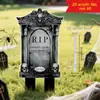 Placa Conmemorativa Negra Popular de Halloween Acrílico 2D Decoración de Lápida para Jardín Exterior Césped Jardinería Enchufe de Tierra