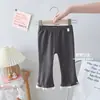 Pantalones Casuales de Niña para Primavera y Otoño, Pantalones Acampanados de Moda para Niños de Marca Elegante con Encaje, Lazo y Lunares