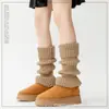 Meias de Tricô Meias Felpudas Y2K para Mulheres Algodão Puro Cor Sólida Polainas Outono e Inverno Botas de Alta Qualidade Capas de Botas Cano Longo Femininas