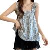 Top de fondo camisola ilimitado transfronterizo 2024 Nuevo Cintura alta corto Floral francés dulce fresco ropa de mujer