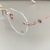 Gafas sin Montura, Estilo Moderno para Hombres y Mujeres, Monturas Artísticas sin Borde, Se Pueden Equipar con Lentes Graduados, Lentes Anti-Luz Azul, Anti-Radiación y Protectoras