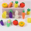 Borrador de Fruta Tridimensional Realista de Color Sólido Creativo Zanahoria Removible Juguete Goma Papelería de Aprendizaje para Estudiantes
