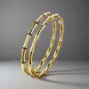Pulsera de Acero Inoxidable con Diseño de Bambú de Moda Transfronteriza para Mujer Artesanía de Diamante Microincrustado Pulsera de Acero de Titanio Joyería que No se Desvanece Venta al por Mayor