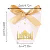 Nueva Caja de Regalo Dorada con Sello Lunar del Sudeste Asiático con Cinta y Patrón de Castillo Caja de Dulces Caja de Regalo para Favores de Boda