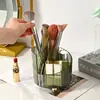 Cubo de almacenamiento de brochas de maquillaje de lujo ligero, organizador de escritorio para lápices de cejas, peine, caja de almacenamiento para labiales, almacenamiento de cosméticos, con patas altas, portalápices