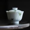 Pintado à mão de grama de orquídea de duas tampas tigela pequena de cerâmica fresca kung fu jogo de chá tigela de chá pote com fragrância única copo mestre copo