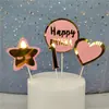 Tarjeta de firma de feliz cumpleaños nota de felicitación decoración de tarjeta de pastel decoración de mesa de postres de fiesta banderín insertable