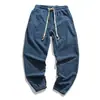 Calças masculinas de veludo cotelê slim fit da moda estilo chinês para primavera e outono, calças casuais estilo harém de cor sólida estilo retrô japonês e coreano de comércio exterior