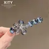 Novo e requintado grampo de cabelo de flor de cristal, ferramenta moderna e elegante para arrumar franjas e cabelos soltos, estiloso grampo jacaré