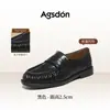 Zapatos Planos para Mujer Aogushi Deng Loafers Negros 2026 Nuevo Estilo Retro Old Money Slip-on Zapatos de Cuero para Viajar