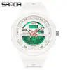 Reloj transfronterizo Sanda moda juvenil casual para hombres y mujeres estudiantes de secundaria impermeable doble pantalla reloj despertador reloj al por mayor