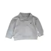 Sudadera con cuello de polo gris estilo coreano para niños, Otoño, Ropa casual holgada de manga larga para bebé niño