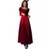 Vestido de Brindis de Novia 2026 Primavera Nuevo Vestido de Noche Cuello Cuadrado Manga Larga Sencillo y Elegante Vestido Largo para Uso Diario