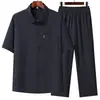 Ropa para Hombres de Edad Media y Mayores, Nuevo Estilo Verano 2026, Tops Estilo Tang Chino, Conjunto de Camisa Sencilla Holgada y Cómoda Estilo Abuelo