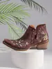 Comércio Exterior Transfronteiriço Tamanho Plus Outono e Inverno 2026 Novo Estilo Botas Curtas Femininas Chunky Heel Bordadas Ocidentais Estilo Étnico