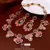 Collar Vintage Flor de Pedrería Piedra Ojo de Tigre Gota de Agua Cadena para Clavícula Retro Lujo Ligero Joyería de Nicho para Mujer