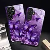 Adecuado para funda de teléfono Samsung S26ULTRA A90 mariposa morada S24PLUS cristal templado A16 cubierta protectora A07